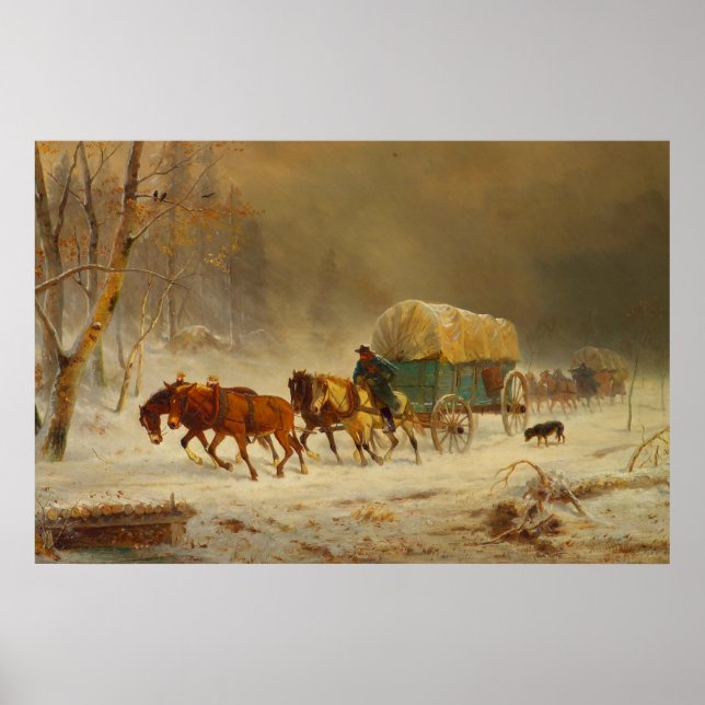 Pioneers Braving a Snow Storm Going Home Poster (Front)