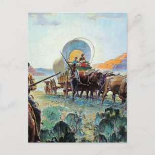 “Pioneers” Western Art by Herbert M Stoops Postcard