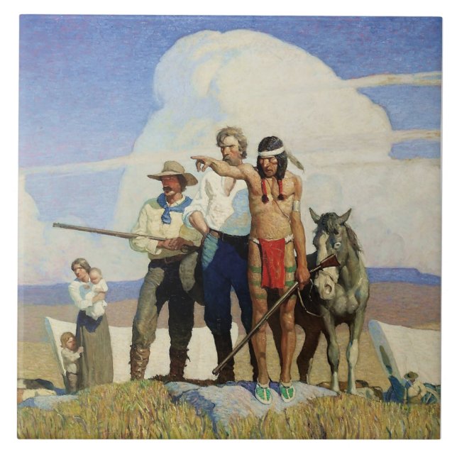 Pioneers Western Art by NC Wyeth Tile (Front)