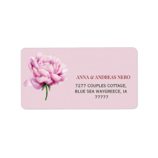 Piony Floral Wedding Return Adress Label