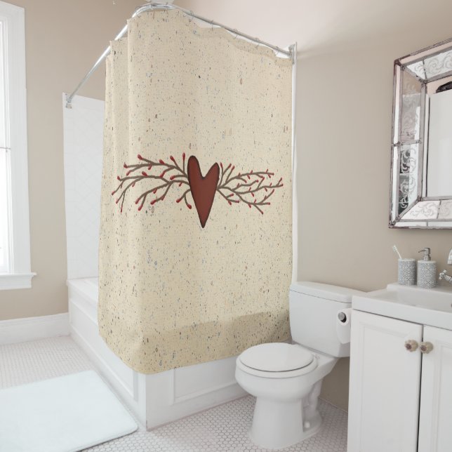 Pip Berry Heart Shower Curtain (In Situ)