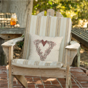 Pip Berry Heart Wreath Outdoor Pillow