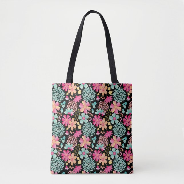 Pip Gerard Gouache Floral Pattern Shoulder Tote Bag (Front)