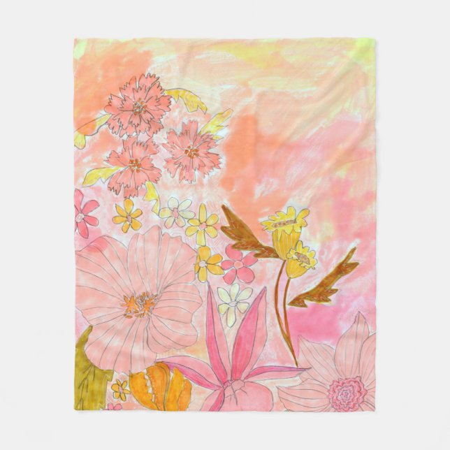 Pip Gerard Modern Fantasy Ink Garden Illustration Fleece Blanket (Front)