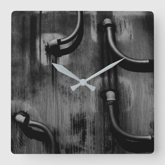 Pipe and Shadow in Black and White Square Wall Clock (Front)
