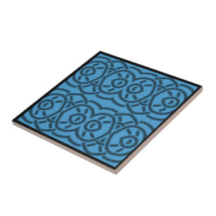 Pipe Cleaner Abstract Brushstrokes Pattern On Blue Tile