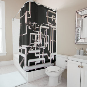 Pipe Design Shower Curtain