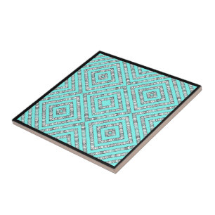 Pipe Dreams Abstract Brushstrokes On Arctic Blue Tile