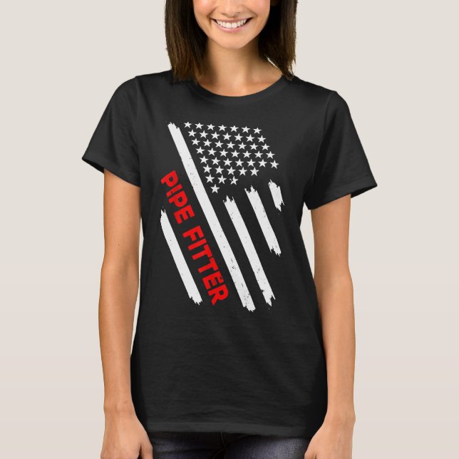 Pipe Fitter American Flag Usa Pipefitter Welders G T-Shirt (Front)