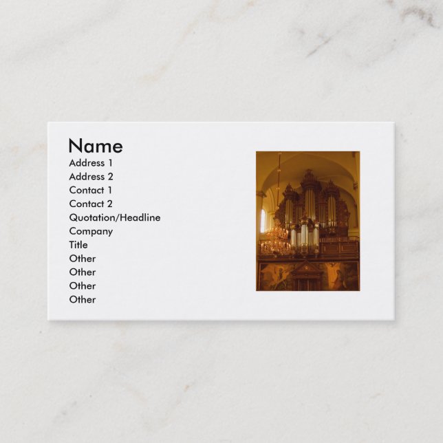 Pipe Organ business card (Front)