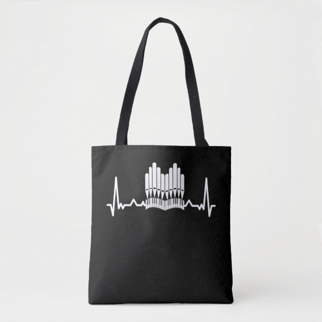 Pipe Organ Heartbeat Church Music Organist Tote Bag (Front)