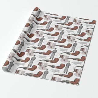 Pipe Smoker Gentleman with Top Hat Vintage Wrapping Paper