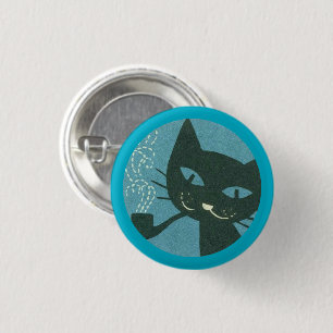 Pipe-Smoking Cat Button