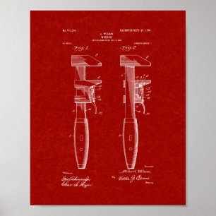 Pipe Wrench Patent - Burgundy Red Poster