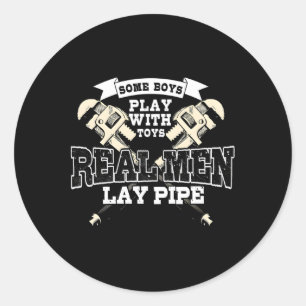 Pipefitter Plumber Plumbing Real Lay Pipe Classic Round Sticker