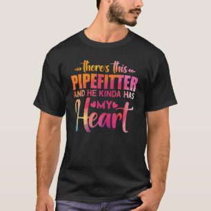 Pipefitter's Wife Or Girlfriend Quote Floral Text T-Shirt