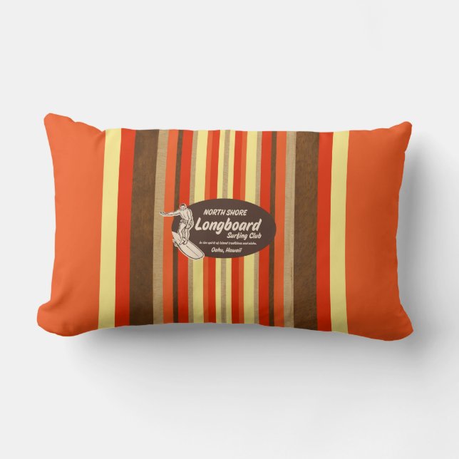 Pipeline Hawaii Surfboard Reversible Lumbar Pillow (Front)