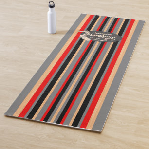 Pipeline Surfboard Hawaiian Striped Grey Yoga Mat