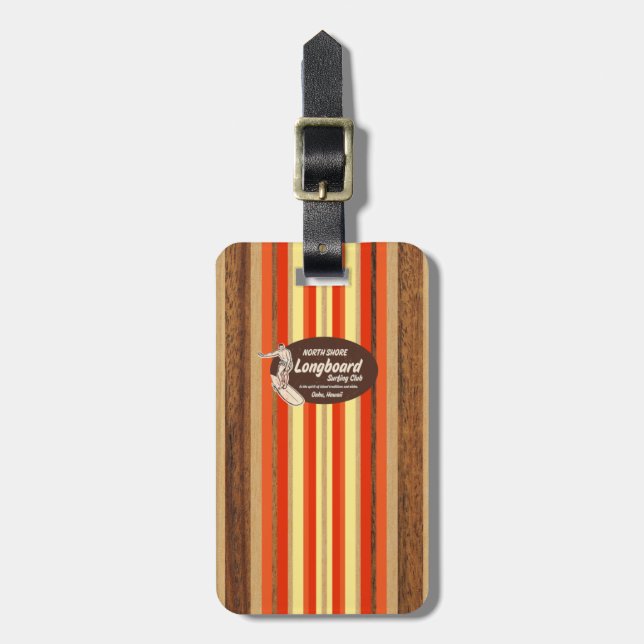 Pipeline Surfboard Hawaiian Striped Luggage Tags (Front Vertical)