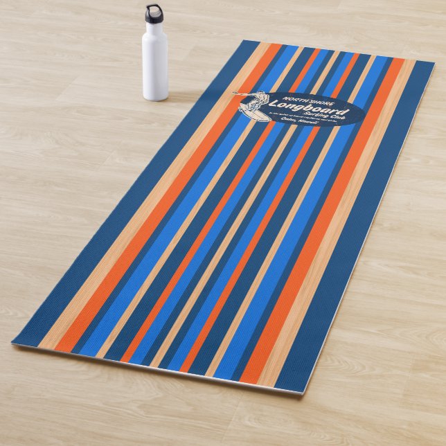 Pipeline Surfboard Hawaiian Striped Royal Blue Yoga Mat (In Situ)