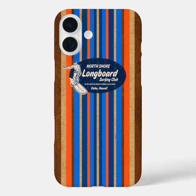 Pipeline Surfboard Hawaiian Stripes Royal Blue  Case-Mate iPhone Case (Back)