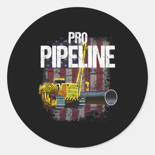 Pipeline Welders Usa Flag Side Boom Pipe Trump Gif Classic Round Sticker (Front)