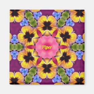 PIPER ~ Abstract Pansy ~ Pink Blue Purple Yellow  Magnet