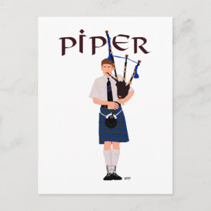 PIPER Blue Plaid Postcard