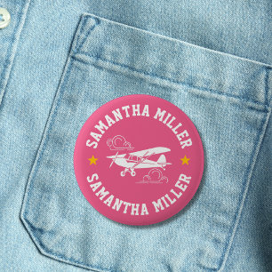 Piper Cub Aeroplane Not Your Co-Pilot Pink Custom 6 Cm Round Badge