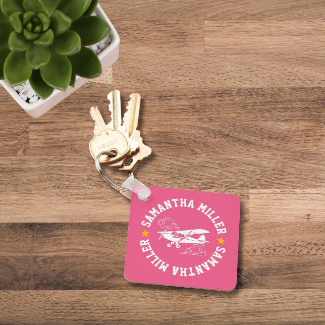 Piper Cub Airplane Not Your Co-Pilot Pink Custom Key Ring (Creator Uploaded)