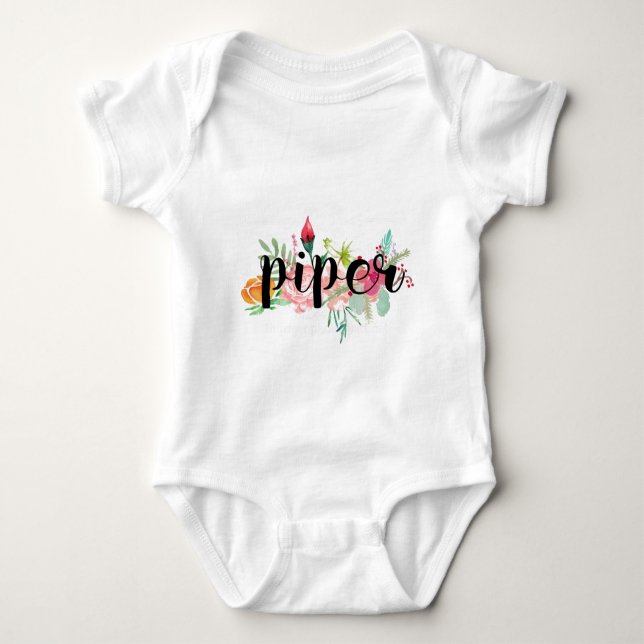 Piper Floral Personalised Baby Bodysuit (Front)