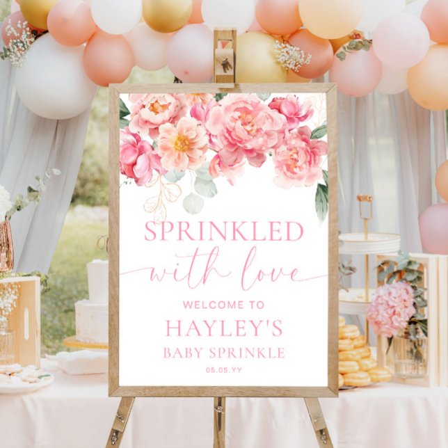 Piper Peony Baby Sprinkle Welcome Sign (Sprinkled With Love Welcome Sign Piper Peony Floral)