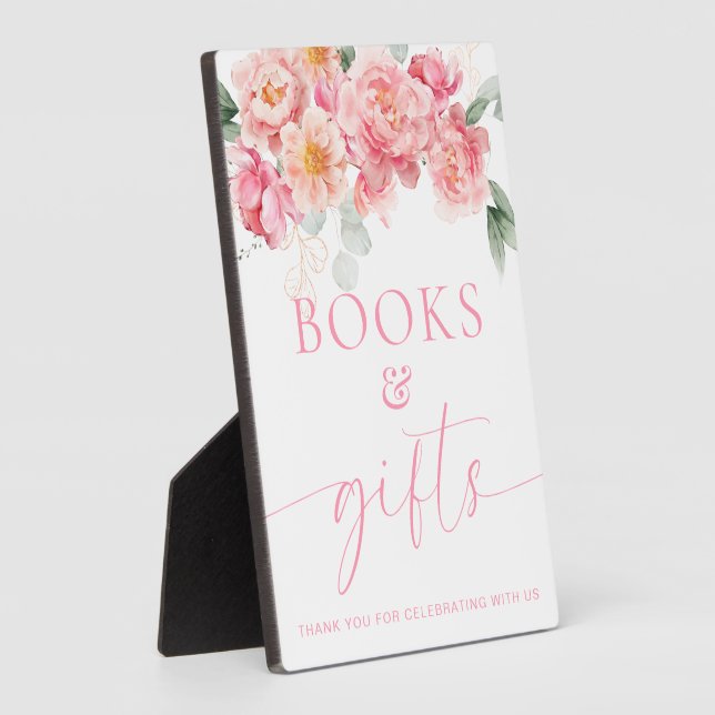 Piper Peony Floral Books and Gifts Tabletop Sign Plaque (Side)
