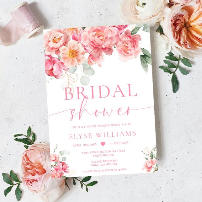 Piper Peony Floral Bridal Shower Invitation (Creator Uploaded)