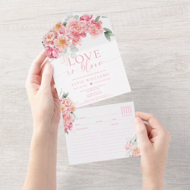 Piper Peony Floral Bridal Shower Love In Bloom All In One Invitation (Tearaway)