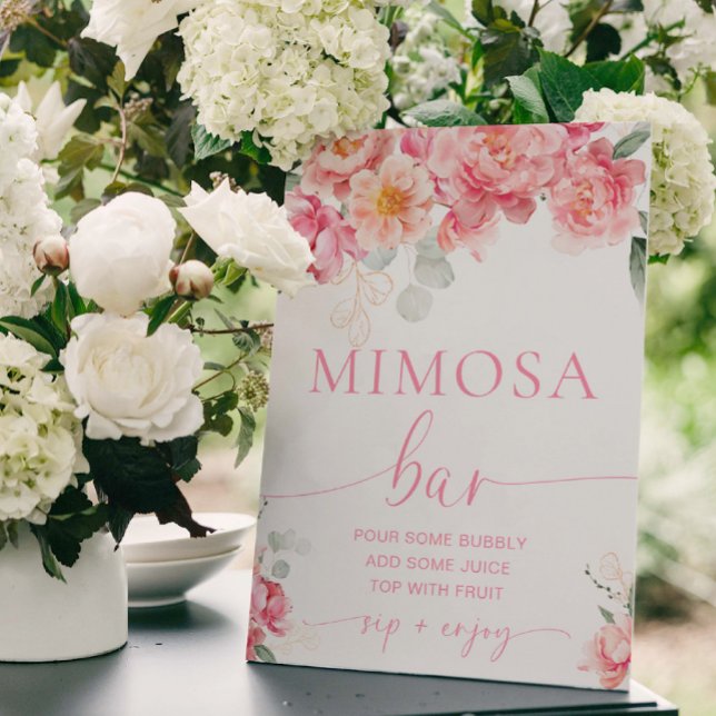 Piper Peony Floral Bridal Shower Mimosa Bar Sign (Mimosa Bar Sign Peony Piper )