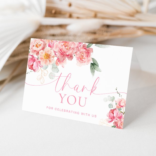 Piper Peony Floral Bridal Shower Thank You Card (Thank You Folded Card Piper Peony )