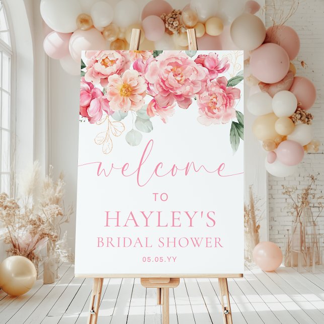 Piper Peony Floral Bridal Shower Welcome Sign (Welcome Sign Bridal Shower Piper Peony )