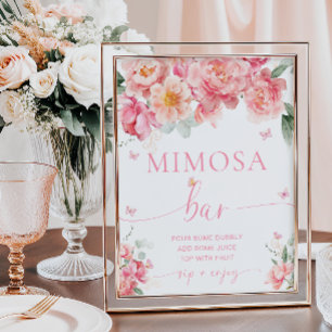 Piper Peony Floral Butterfly Mimosa Bar Poster