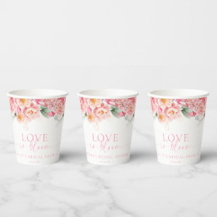 Piper Peony Floral Love In Bloom Bridal Shower Paper Cups