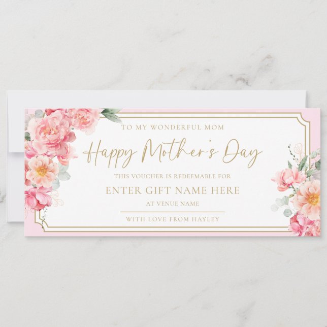 Piper Peony Happy Mother's Day Gift Voucher Card (Front)