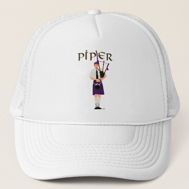 PIPER Purple Plaid Trucker Hat (Front)