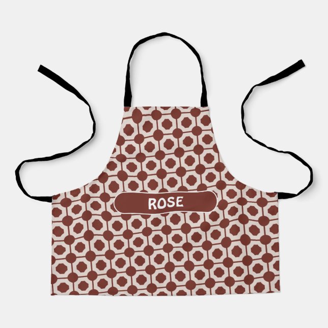 Pipes Beige Brown Minimal Pattern Apron (Front)