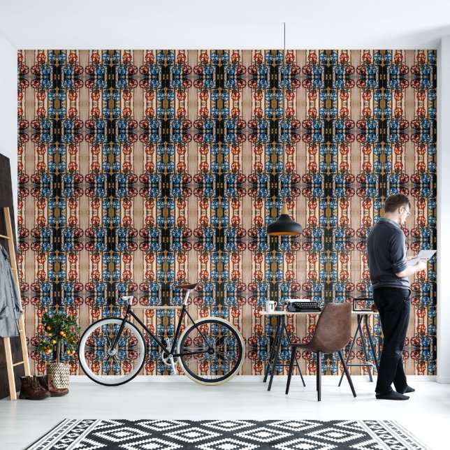 Pipes with red and blue valves large wallpaper (Living Room)