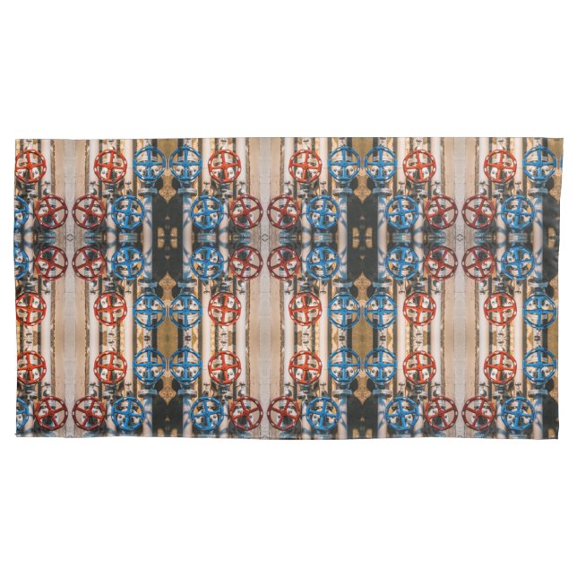 Pipes with red and blue valves medium pattern pillowcase (Front)