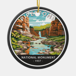 Pipestone National Monument Minnesota Circle Ceramic Tree Decoration