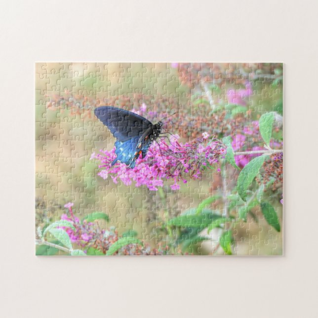 Pipevine Swallowtail on Butterfly Bush Jigsaw Puzzle (Horizontal)