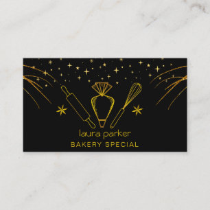 Piping Bag Rolling Pin Bakery Pastry Whisk Business Card
