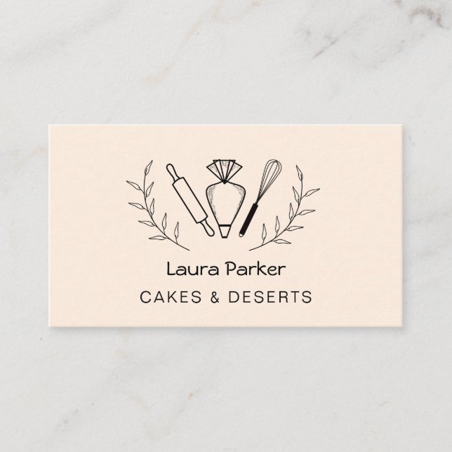 Piping Bag Whisk Baking Cupcake Pastry Chef  Busin Business Card (Front)