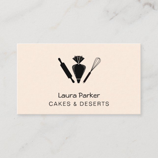 Piping Bag Whisk Baking Cupcake Pastry Chef  Business Card (Front)